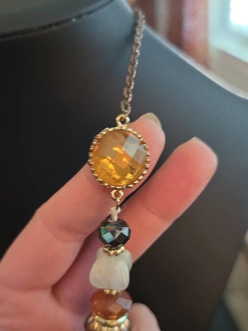 Statement Brown and Gold Beaded Women's Necklace